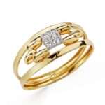 18K SORTIJA ORO BICOLOR DOS CUERPOS CON CIRCONITAS, ANCHO: 8 MM