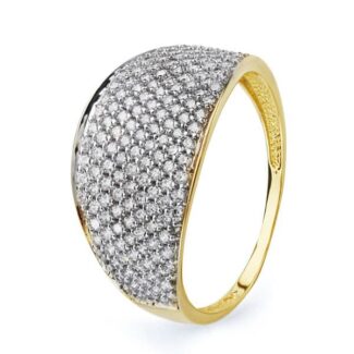 18K SORTIJA ORO BICOLOR CON CIRCONITAS, ANCHO: 12 MM