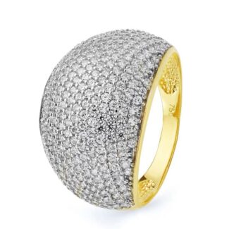 18K SORTIJA ORO BICOLOR CON CIRCONITAS, ANCHO: 14,5 MM