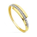 18K SORTIJA ORO BICOLOR CON CIRCONITAS, ANCHO: 4 MM