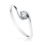 18K SOLITARIO ORO BLANCO CUERPO CRUZADO CON CIRCONITA 4 MM