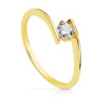 18K SOLITARIO ORO AMARILLO CUERPO CRUZADO CIRCONITA DE 4 MM