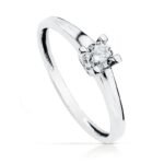 18K SOLITARIO ORO BLANCO 4 GARRAS CON CIRCONITA DE 4 MM