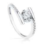 18K SOLITARIO ORO BLANCO CRUZADO CON CIRCONITA 5,5 MM