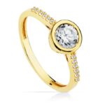 18K SOLITARIO ORO AMARILLO CON CIRCONITA Y CIRCONITA CENTRAL DE 5,5 MM