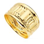 18K SORTIJA ORO AMARILLO TALLADA EN BRILLO, ANCHO 10 MM
