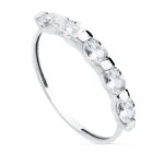 18K SORTIJA ORO BLANCO 5 PIEDRAS OVALES 4X3 MM