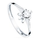 18K SOLITARIO ORO BLANCO CIRCONITA GARRAS 5 MM ANCHO CUERPO 2 MM