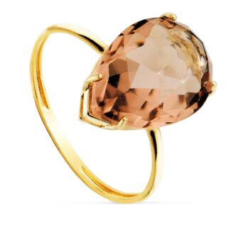 18K SORTIJA ORO AMARILLO PIEDRA TALLA PERA COLOR ALEJANDRITA 14X10 MM