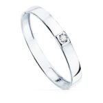 18K SORTIJA ORO BLANCO BRILLO 1 CIRCONITA ANCHO 2,2 MM