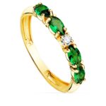 18K SORTIJA ORO AMARILLO 4 CIRCONITA VERDES TALLA MARQUISE ANCHO 2,5 MM