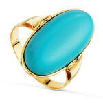 18K SORTIJA ORO AMARILLO LANZADERA TURQUESA SINTETICA, MEDIDA: 22 X 11 MM