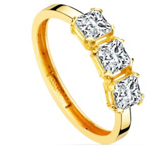 18K SORTIJA ORO AMARILLO TRESILLO CIRCONITA PRINCESA 4X4 MM