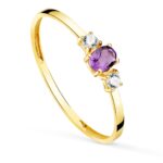 18K SORTIJA ORO AMARILLO PIEDRA AMATISTA 4X3 MM Y CIRCONITA ANCHO 1 MM