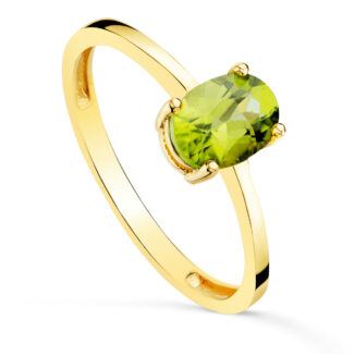 18K SORTIJA ORO AMARILLO GARRAS PIEDRA OLIVINA 7 X 5MM ANCHO CUERPO 2MM