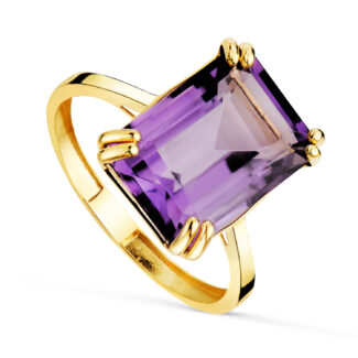 18K SORTIJA ORO AMARILLO PIEDRA AMATISTA 7,64 QTES, MEDIDA: 14X10MM