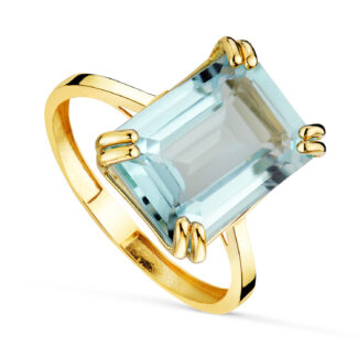 18K SORTIJA ORO AMARILLO PIEDRA TOPACIO AZUL 4,33 QTES, MEDIDA: 14X10MM