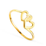 18K SORTIJA ORO AMARILLO CORAZONES ENTRELAZADOS, ANCHO: 7 MM