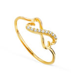 18K SORTIJA ORO AMARILLO CORAZONES CALADOS UNIDOS CON CIRCONITAS, ANCHO: 6 MM