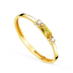 18K SORTIJA ORO AMARILLO CITRINO NATURAL 4X2 MM Y CIRCONITAS, ANCHO: 2MM