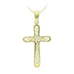 18K CRUZ ORO AMARILLO FILIGRANA 38X22 MM