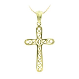 18K CRUZ ORO AMARILLO FILIGRANA 38X22 MM