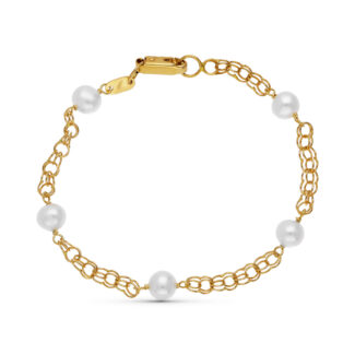 18K PULSERA ORO AMARILLO PERLA 16,5 CM