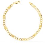18K PULSERA ORO AMARILLO HUECA ESLABONES 3X1 LARGO 19CM ANCHO 5 MM