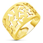 18K SORTIJA ORO AMARILLO MOTIVOS CALADOS EN BRILLO, ANCHO: 15 MM
