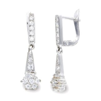 18K PENDIENTES ORO BLANCO LARGOS CIERRE CATALAN