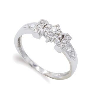 18K SORTIJA ORO BLANCO CON CIRCONITAS, ANCHO: 6,5 MM