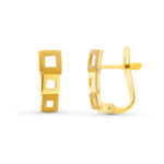 18K PENDIENTES ORO AMARILLO CUADRADOS 11X4 MM, CIERRE CATALAN