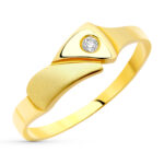 18K SORTIJA ORO AMARILLO MOTIVO MATE Y BRIILO CON CIRCONITA, ANCHO: 5,5 MM