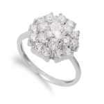 18K SORTIJA ORO BLANCO CUAJO PIÑA CON CIRCONITAS, ANCHO: 14 MM