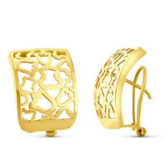 18K PENDIENTES ORO AMARILLO CALADOS OMEGA 20X15 MM CIERRE OMEGA