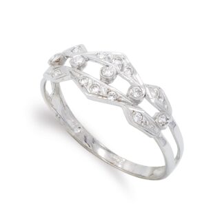 18K SORTIJA ORO BLANCO CON CIRCONITAS, ANCHO: 7,5 MM