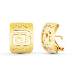 18K PENDIENTES ORO AMARILLO CALADOS 20X15 MM CIERRE OMEGA