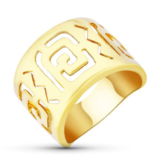 18K SORTIJA ORO AMARILLO MOTIVOS CALADOS EN BRILLO, ANCHO: 15 MM