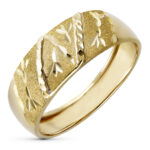 18K SORTIJA ORO AMARILLO TALLADA MATIZADA, ANCHO 10,5 MM