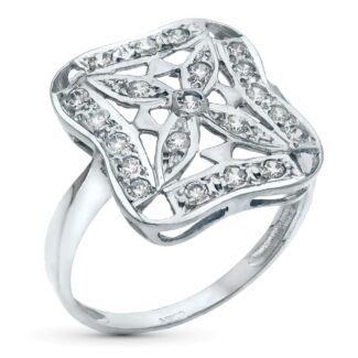 18K SORTIJA ORO BLANCO MOTIVO LANZADERA 17 X 15,5 MM CON CIRCONITAS, ANCHO: 17 MM