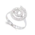 18K SORTIJA ORO BLANCO Y CIRCONITA ESPIRAL, ANCHO: 14,5 MM