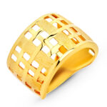 18K SORTIJA ORO AMARILLO CUADRADOS CALADOS, ANCHO: 15 MM