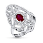 18K SORTIJA ORO BLANCO LANZADERA PIEDRA FINA Y CIRCONITAS, ANCHO: 24 MM