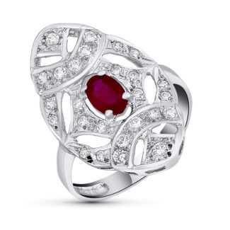 18K SORTIJA ORO BLANCO LANZADERA PIEDRA FINA Y CIRCONITAS, ANCHO: 24 MM