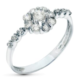 18K SORTIJA ORO BLANCO CUAJO CON CIRCONITAS, ANCHO: 8 MM