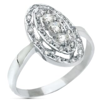 18K SORTIJA ORO BLANCO LANZADERA CON CIRCONITAS, ANCHO: 18 MM