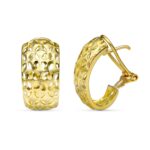 18K PENDIENTES ORO AMARILLO TALLADOS CALADOS 18X10 MM CIERRE OMEGA