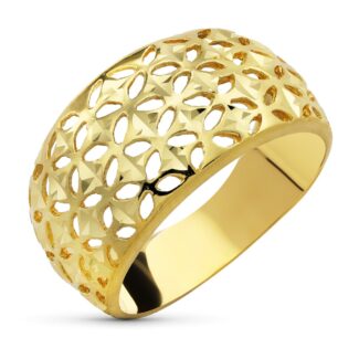 18K SORTIJA ORO AMARILLO CALADA Y TALLADA, ANCHO: 11 MM