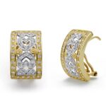 18K PENDIENTES BICOLOR CIRCONITA OMEGA 20X12 MM