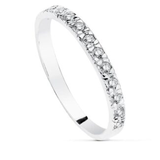 18K SORTIJA ORO BLANCO CON CIRCONITAS CARRIL, ANCHO: 2 MM